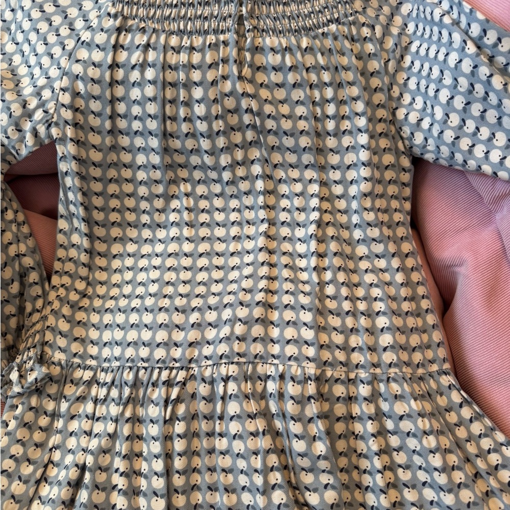 Mayoral Girls Blue and White Patterned Long Sleeve Dress